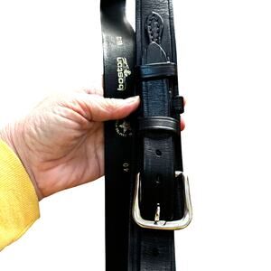 Boston Leather 6512 black leather duty belt silvertone buckle size 40 classic